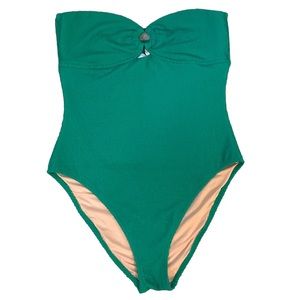 J. Crew Green Strapless One Piece Swimsuit Size 12